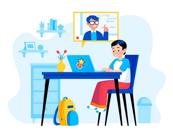 Kid coding at laptop